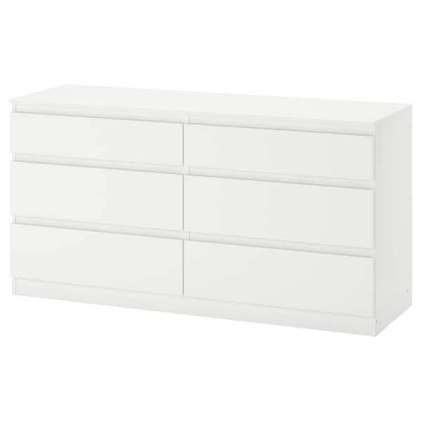 KULLEN - Chest of 6 drawers, white, 140x72 cm