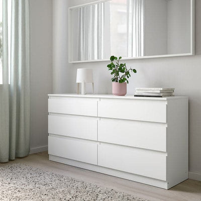 KULLEN - Chest of 6 drawers, white, 140x72 cm - best price from Maltashopper.com 90309245