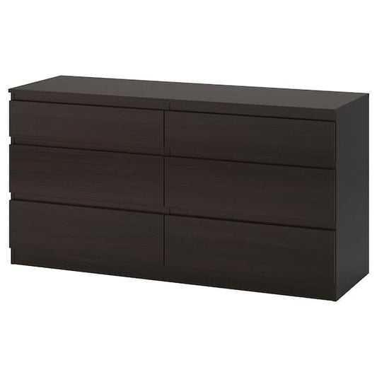 Ikea KULLEN - Chest of 6 drawers, black-brown, 140x72 cm