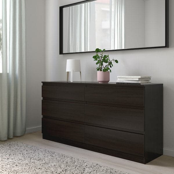 Ikea KULLEN - Chest of 6 drawers, black-brown, 140x72 cm
