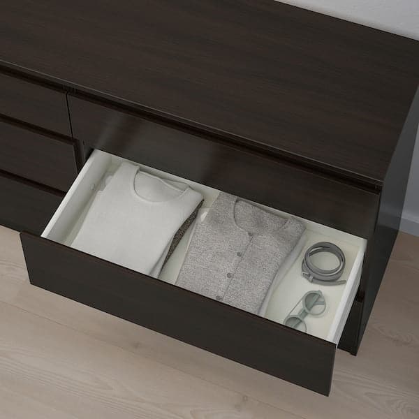 KULLEN - Chest of 6 drawers, black-brown, 140x72 cm - best price from Maltashopper.com 00309235