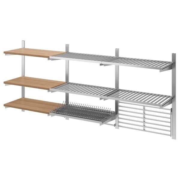 Ikea KUNGSFORS - Susp rail/shlf/dish dra/rail/wll gr, stainless steel/ash