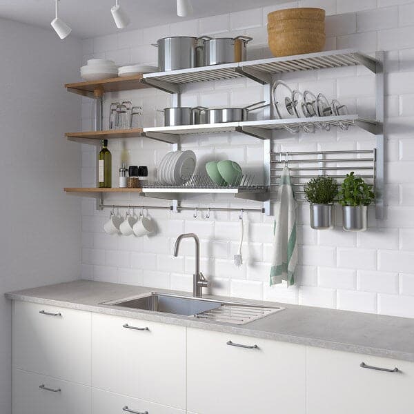 Ikea KUNGSFORS - Susp rail/shlf/dish dra/rail/wll gr, stainless steel/ash