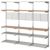 KUNGSFORS - Suspension rail with shelf/wll grid, stainless steel/ash - best price from Maltashopper.com 29254341