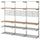 KUNGSFORS suspension rail with shelf/wll grid, stainless steel/ash, 184x160x32 cm