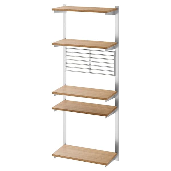 KUNGSFORS - Suspension rail with shelf/wll grid, stainless steel/ash