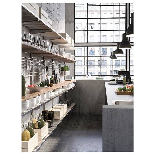 Ikea KUNGSFORS - Suspension rail with shelf/wll grid, stainless steel/ash