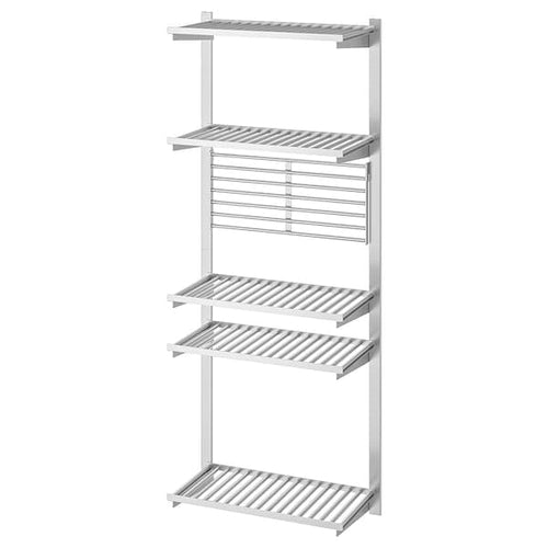 KUNGSFORS suspension rail with shelf/wll grid, stainless steel, 64x160x32 cm