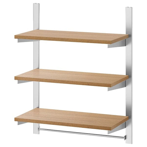 KUNGSFORS suspension rail w shelves and rail, stainless steel/ash, 68x80x31 cm