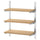 KUNGSFORS suspension rail with shelves, stainless steel/bamboo, 60 cm