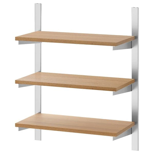 KUNGSFORS - Suspension rail with shelves, stainless steel/ash, 60 cm