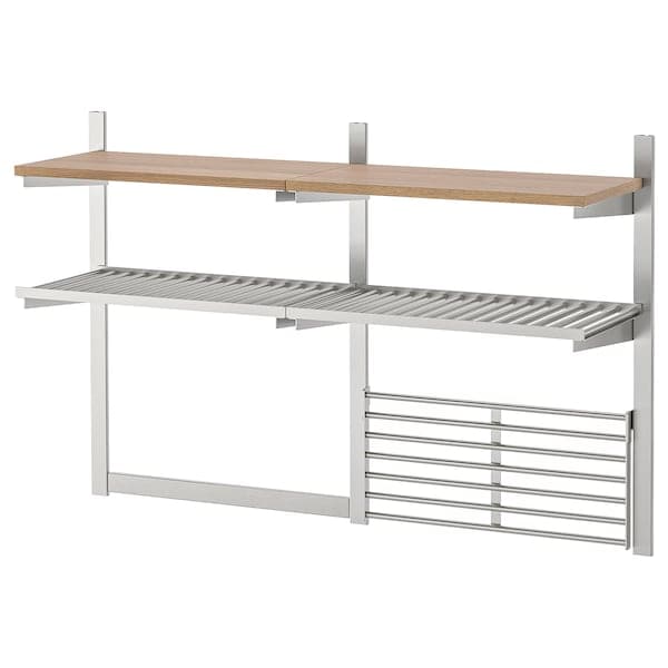 Ikea KUNGSFORS - Susp rail/shlf/mgnt knf rk/wll grid, stainless steel/ash veneer