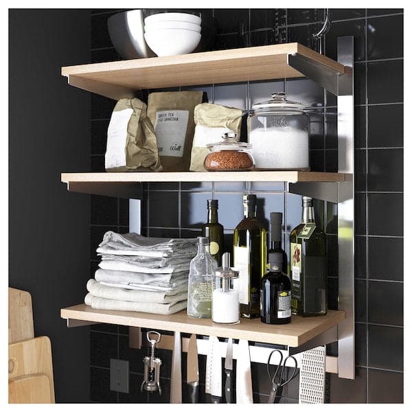 Ikea KUNGSFORS - Susp rail w shelf/mgnt knife rack, stainless steel/ash