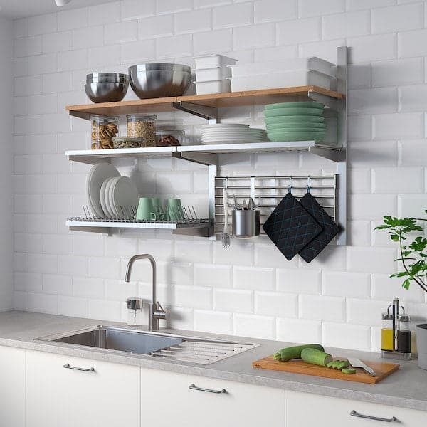 Ikea KUNGSFORS - Susp rail/shlf/dish dra/wll gr, stainless steel/ash