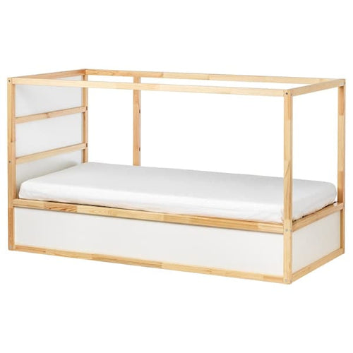 KURA - Reversible bed, white/pine, 90x200 cm
