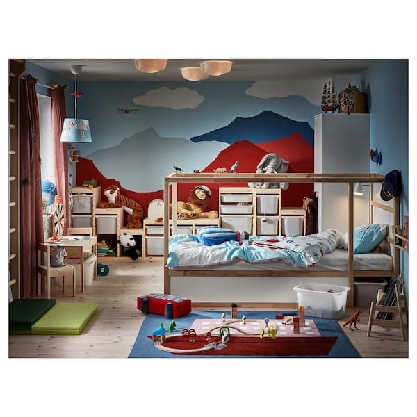 KURA - Reversible bed, white/pine, 90x200 cm - best price from Maltashopper.com 80253809