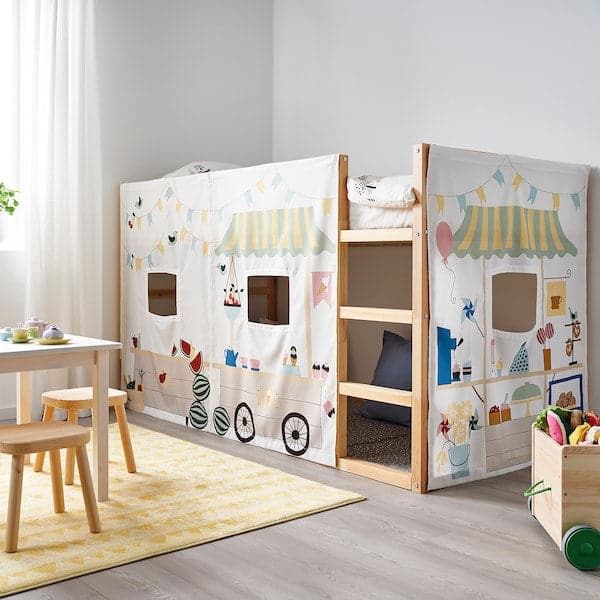 Ikea KURA - Bed curtain, market stall pattern