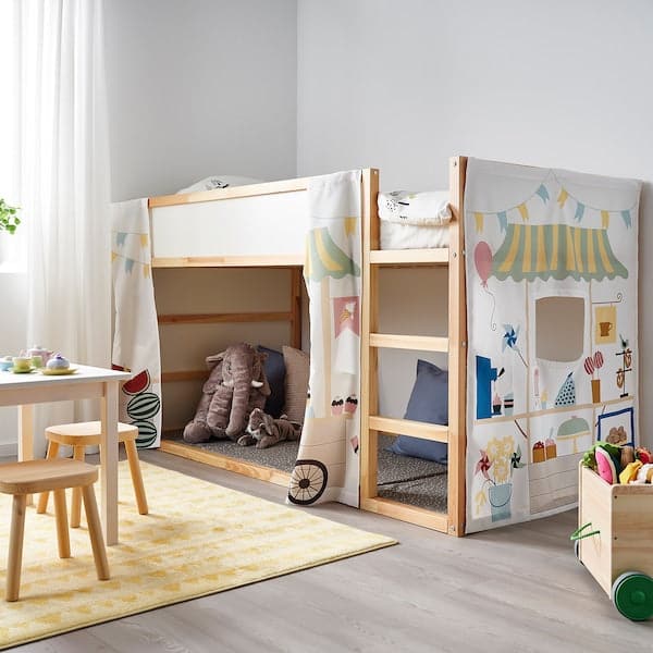 Ikea KURA - Bed curtain, market stall pattern