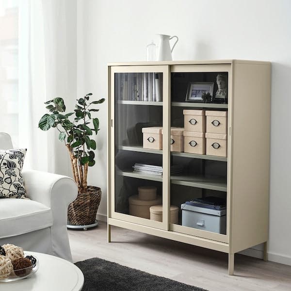 Ikea KVARNVIK - Storage box with lid, beige, 18x25x15 cm