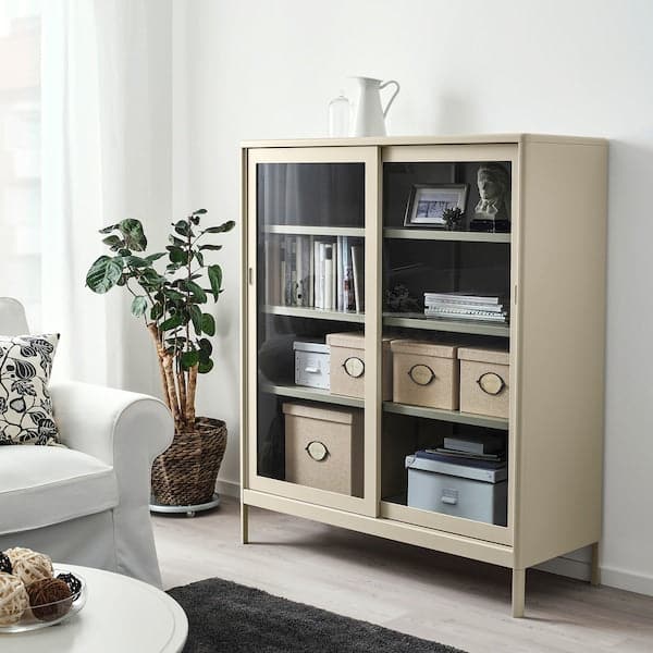 Ikea KVARNVIK - Storage box with lid, beige, 25x35x20 cm