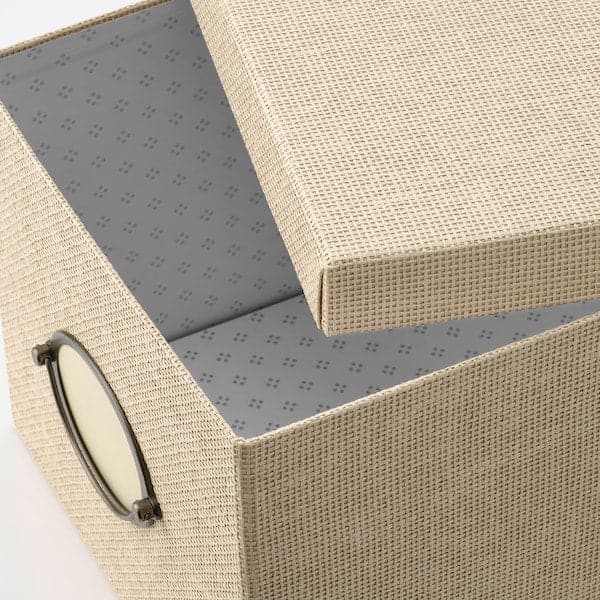 Ikea KVARNVIK - Storage box with lid, beige, 25x35x20 cm