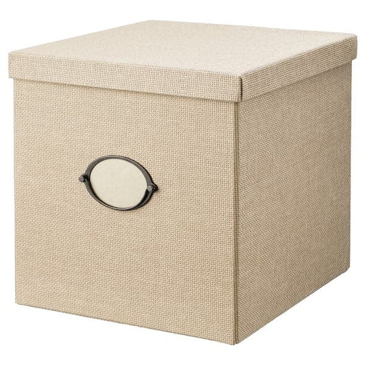 Ikea KVARNVIK - Storage box with lid, beige, 32x35x32 cm