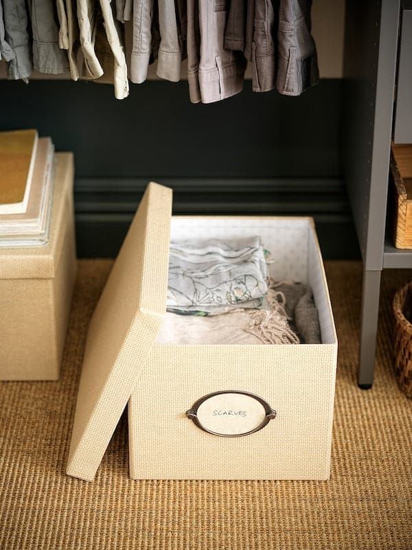 KVARNVIK - Storage box with lid, beige, 25x35x20 cm - Premium Household Storage Containers from Ikea - Just €19.99! Shop now at Maltashopper.com