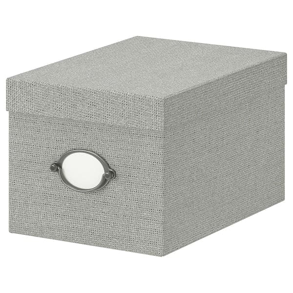 Ikea KVARNVIK - Storage box with lid, grey, 18x25x15 cm