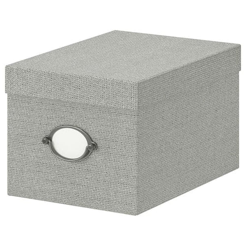 KVARNVIK - Storage box with lid, grey, 18x25x15 cm
