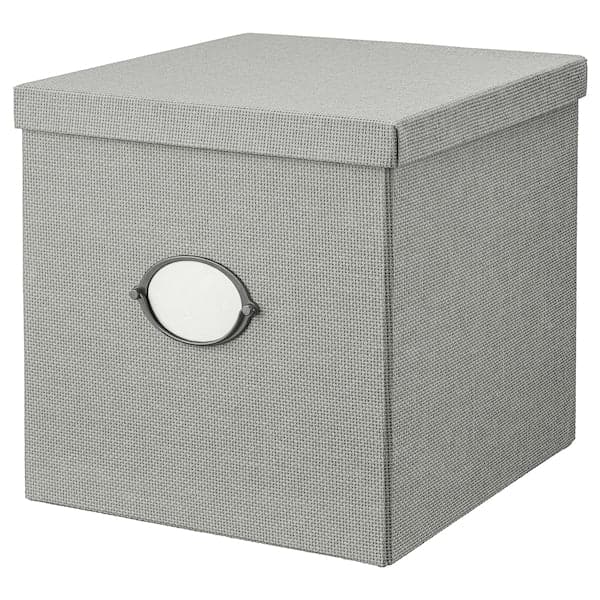 KVARNVIK - Storage box with lid, grey, 32x35x32 cm - best price from Maltashopper.com 10466951