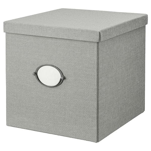 KVARNVIK - Storage box with lid, grey, 32x35x32 cm