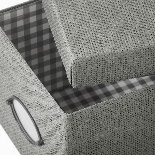 Ikea KVARNVIK - Storage box with lid, grey, 18x25x15 cm