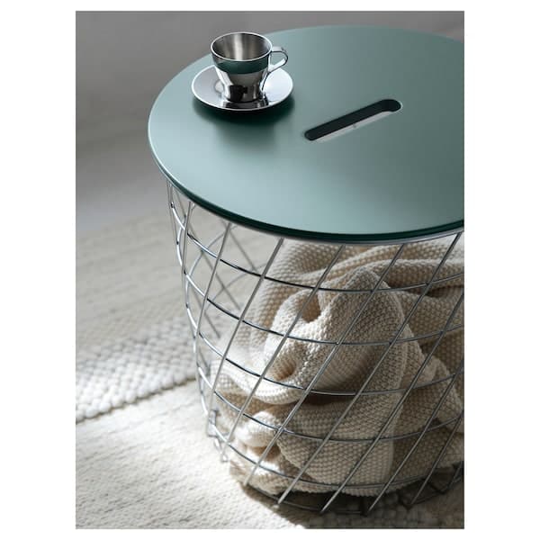 KVISTBRO - Storage table, silver-colour/dark grey-green, 44 cm - best price from Maltashopper.com 80533570