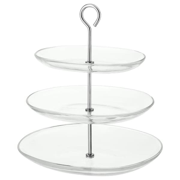 KVITTERA - Serving stand, three tiers, clear glass/stainless steel - best price from Maltashopper.com 90279842