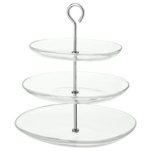 KVITTERA - Serving stand, three tiers, clear glass/stainless steel - best price from Maltashopper.com 90279842