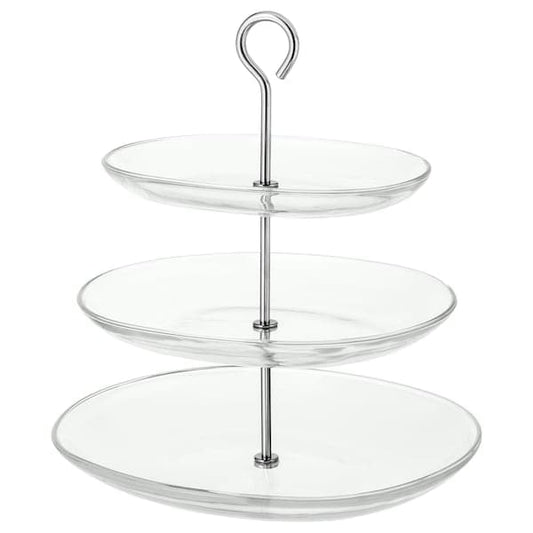 KVITTERA - Serving stand, three tiers, clear glass/stainless steel - best price from Maltashopper.com 90279842