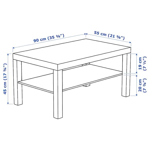 Ikea LACK - Coffee table, white stained oak effect, 90x55 cm