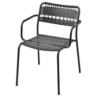 LÄCKÖ - Chair with armrests, outdoor, dark grey - best price from Maltashopper.com 60463304