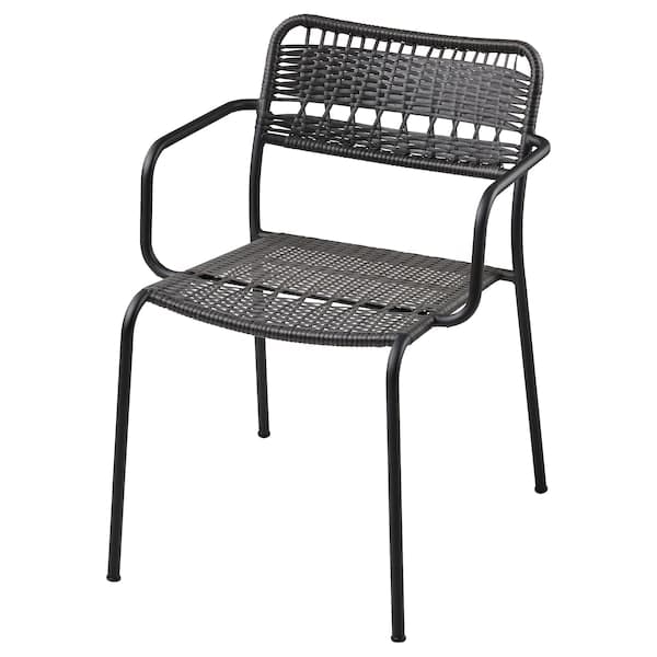 LÄCKÖ - Chair with armrests, outdoor, dark grey - best price from Maltashopper.com 60463304