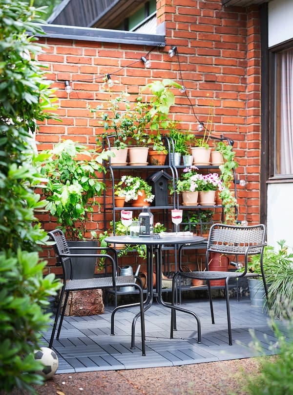 Ikea LÄCKÖ - Chair with armrests, outdoor, dark grey