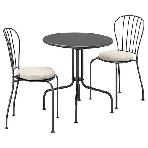 LÄCKÖ Table+2 garden chairs - grey/Frösön/Duvholmen beige