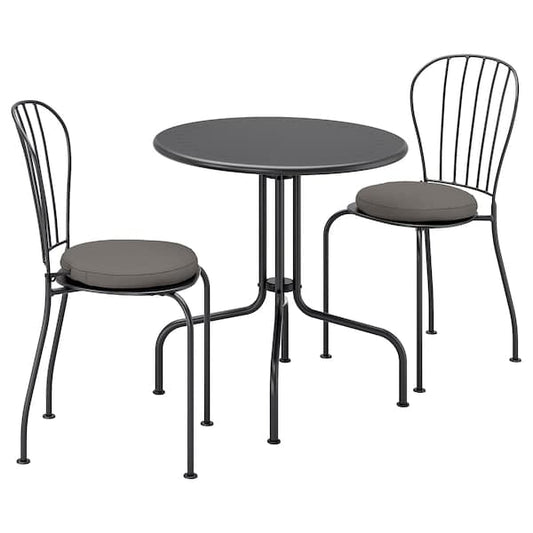 Ikea LÄCKÖ Table+2 garden chairs - grey/Frösön/Duvholmen dark grey ,