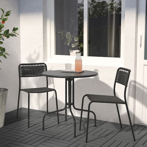 LÄCKÖ / VIHOLMEN - Table+2 chairs, outdoor, grey/dark grey , - best price from Maltashopper.com 19413524