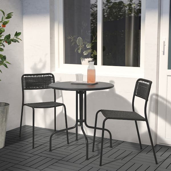 Ikea LÄCKÖ / VIHOLMEN - Table+2 chairs, outdoor, grey/dark grey ,
