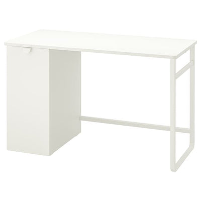 LÄRANDE - Desk with pull-out storage unit, white, 120x58 cm - best price from Maltashopper.com 00492795