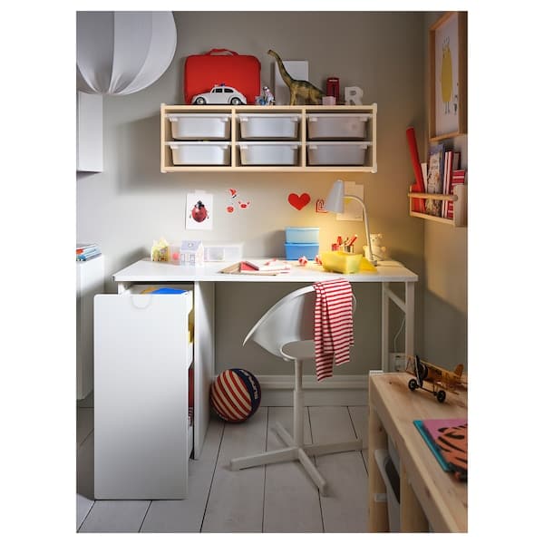 LÄRANDE - Desk with pull-out storage unit, white, 120x58 cm - best price from Maltashopper.com 00492795