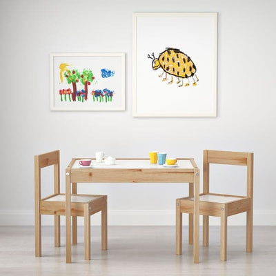 LÄTT - Children's table with 2 chairs, white/pine - best price from Maltashopper.com 50178411