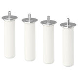 LÄTTHET leg, white/metal, 11 cm, 4 pack