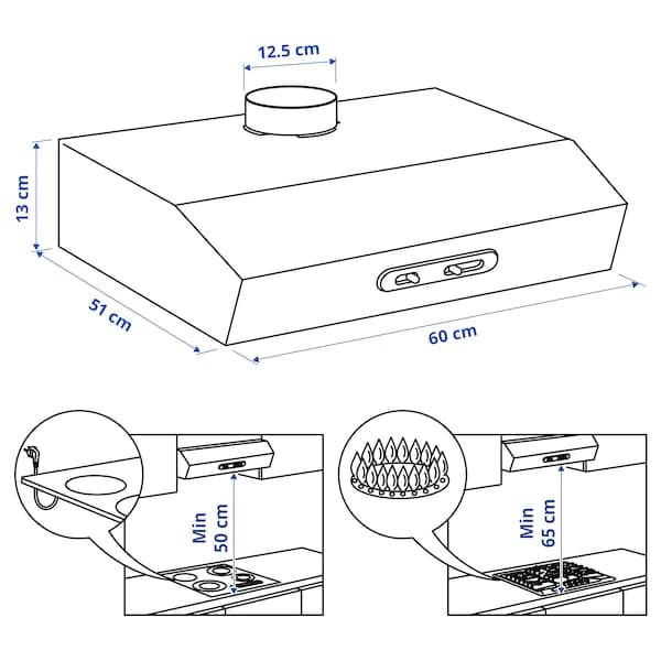 Ikea LAGAN Hood to be fixed to the wall - white 60 cm , 60 cm
