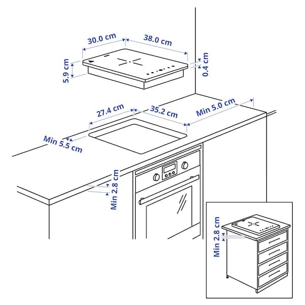 Ikea LAGAN Induction hob - plug-in 1 zone/black ,